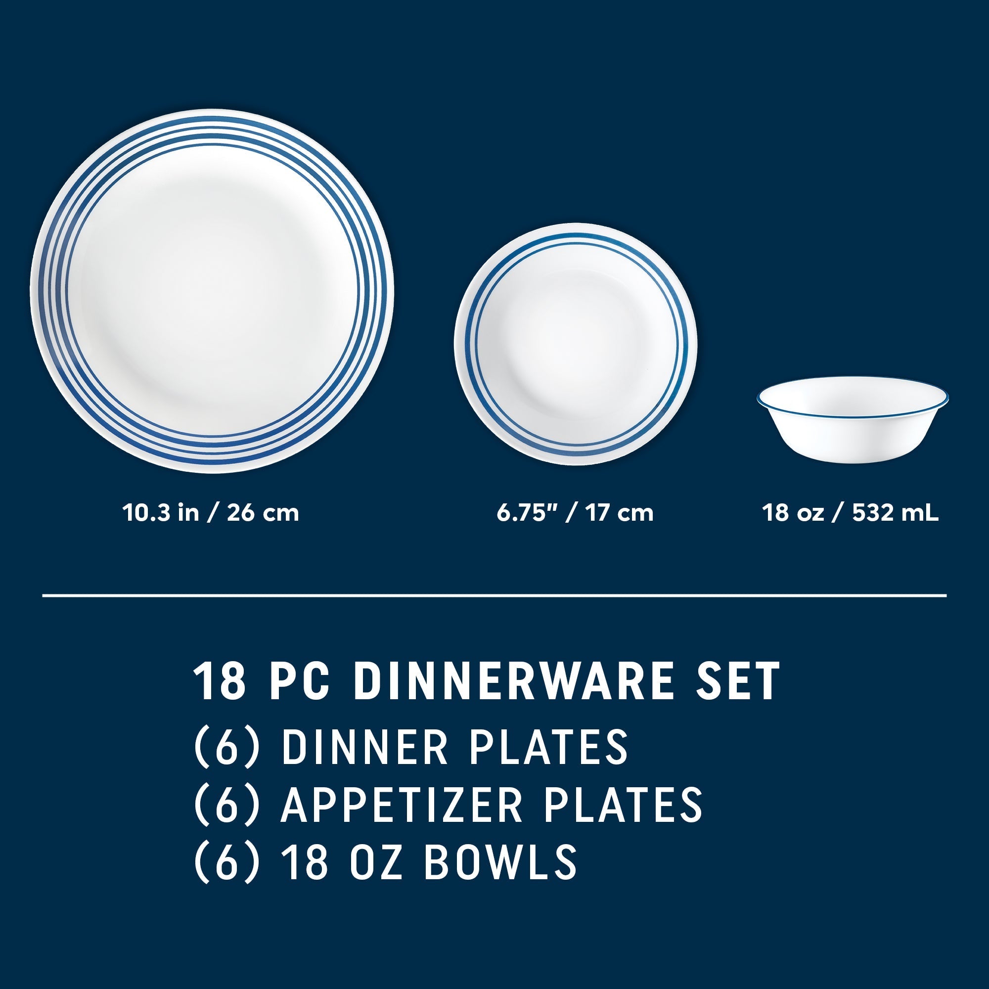 Corelle® Laila 18-piece Dinnerware Set, Service for 6